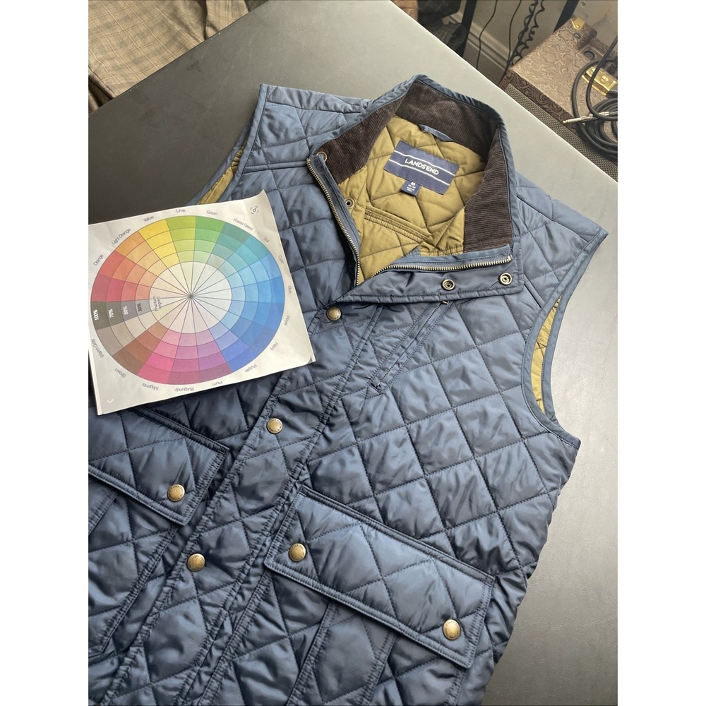 Lands' End Men's Diamond Quilted Barn Vest NAVY Blue Puffer Size M 38-40 PERFECT
